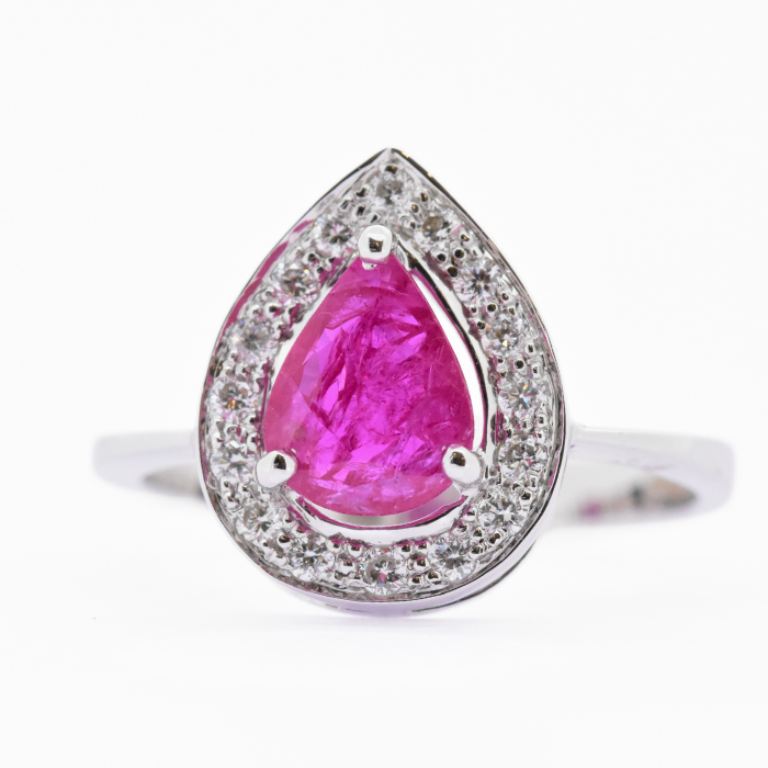 Picture of Pear Ruby and Diamond Ring