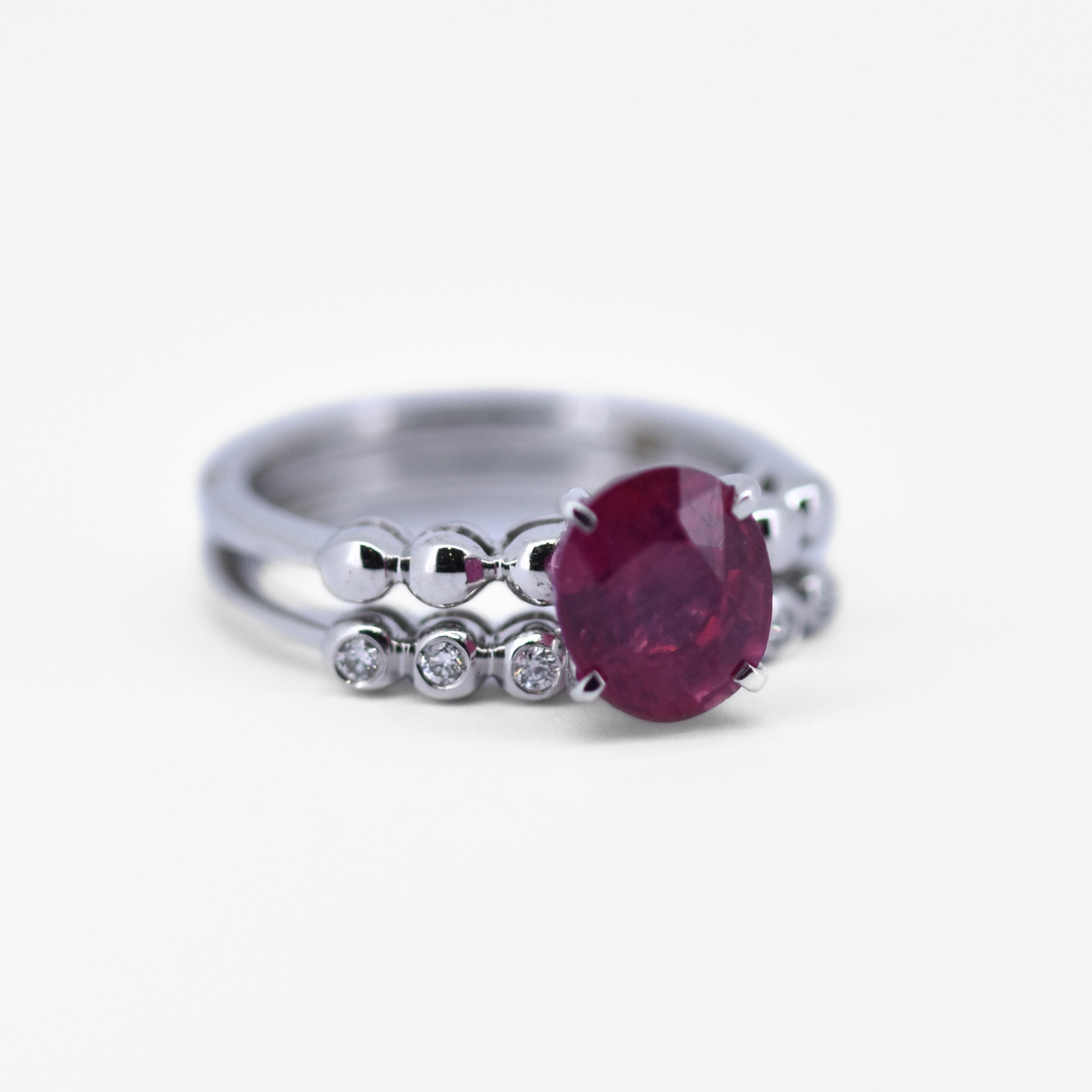 Picture of Ruby & Diamond Twin Rings