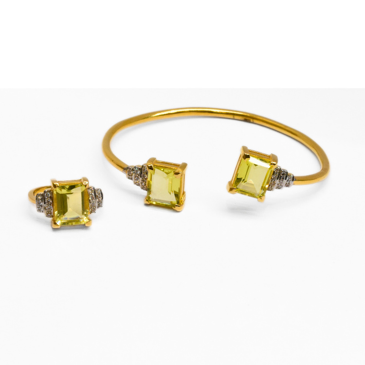 Picture of Lemon Quartz Twist & Turn Bangle-Ring