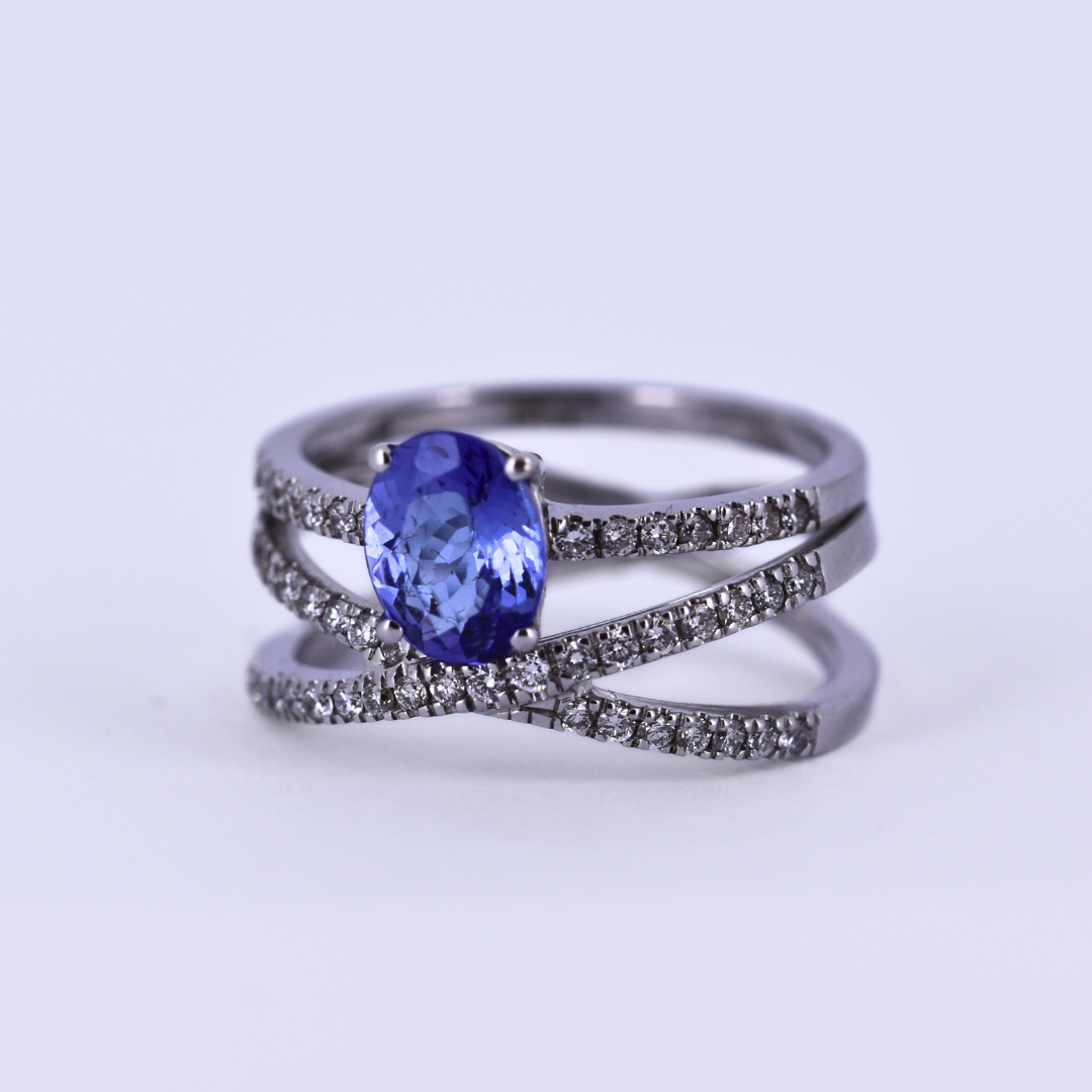 Picture of Tanzanite & Diamond Twin Ring